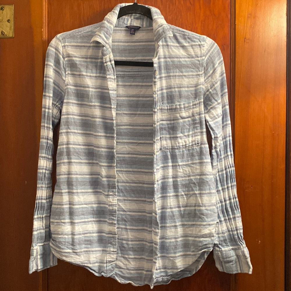 Light Blue and White Striped Button Down